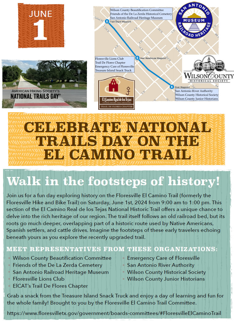 June 1, 2024: Celebrate National Trails Day on the El Camino Trail in Floresville, Texas
