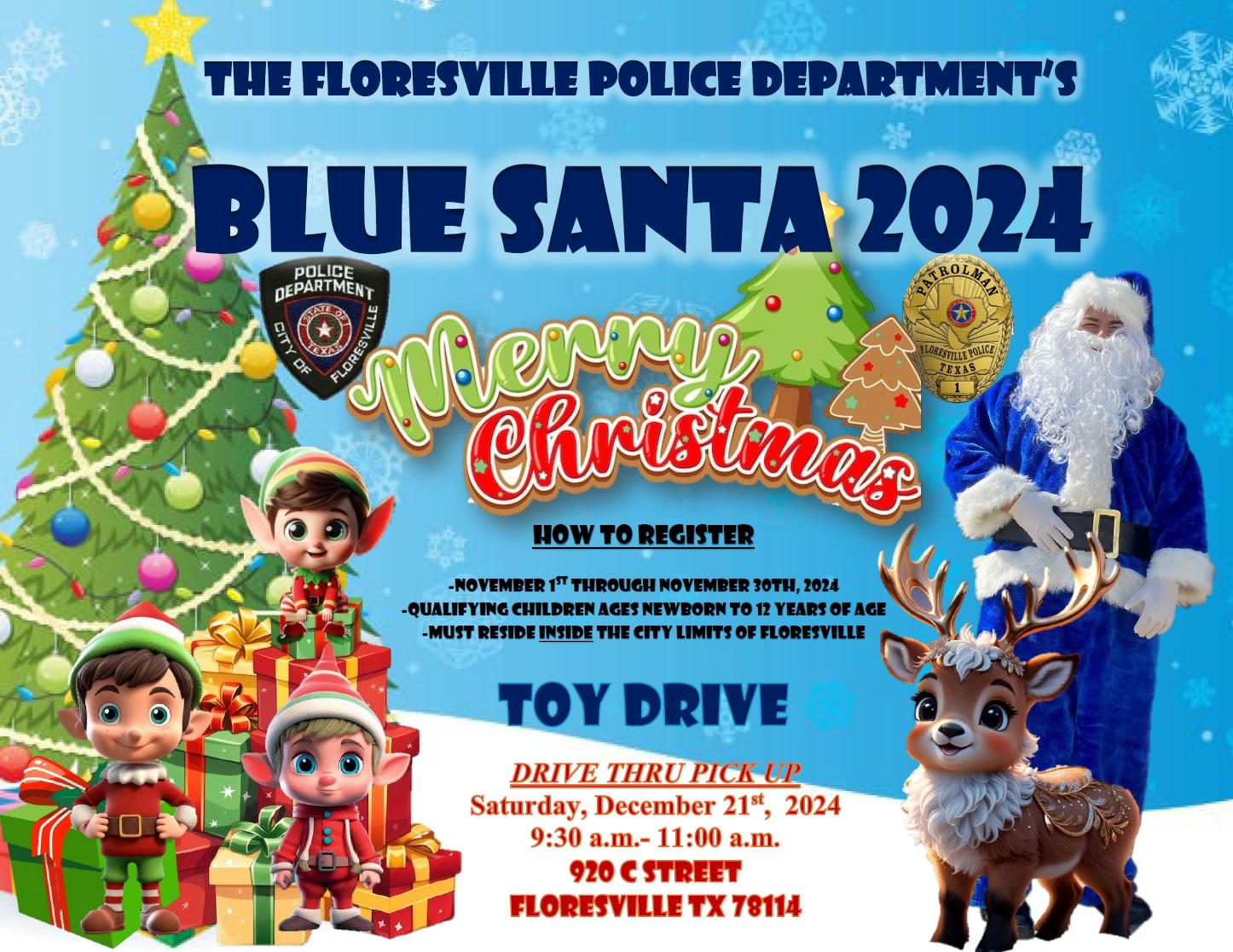 The Floresville Police Department Blue Santa 2024 Toy Drive